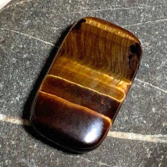 Natural Golden Brown Tiger's Eye Pendant, Large Rectangular Genuine Gemstone - Picture 4 of 11